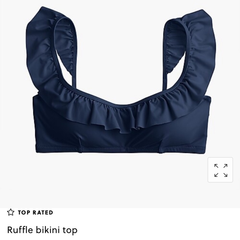 J Crew Navy Ruffle Bikini TOP - Picture 2 of 2